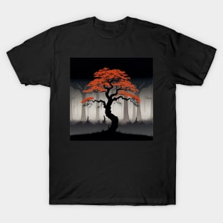 Orange and Black Woods - Spooky Tree T-Shirt